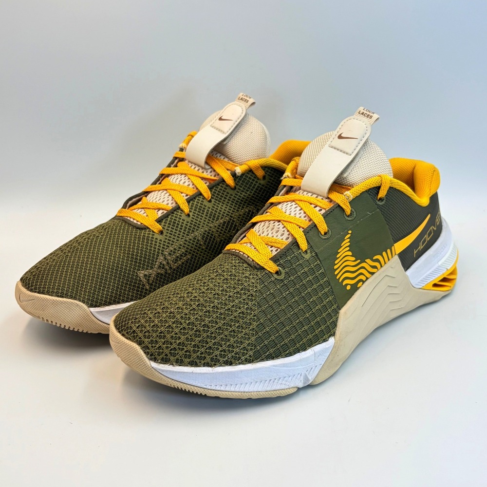 Nike Metcon 8 Caiden Hoover Olive Green Yellow Training Shoes Mens 9.5 Fitness